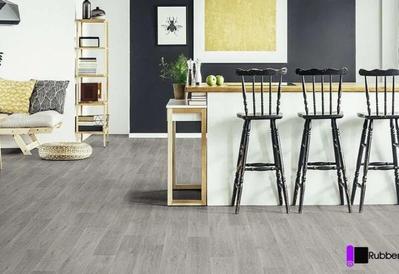 Grey Color PVC Flooring Installed in Kitchen Grey Color PVC Flooring Installed in Kitchen