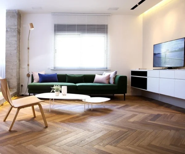Modern Parquet Pattern Design Flooring Installed In Living Room Modern Parquet Pattern Design Flooring Installed In Living Room