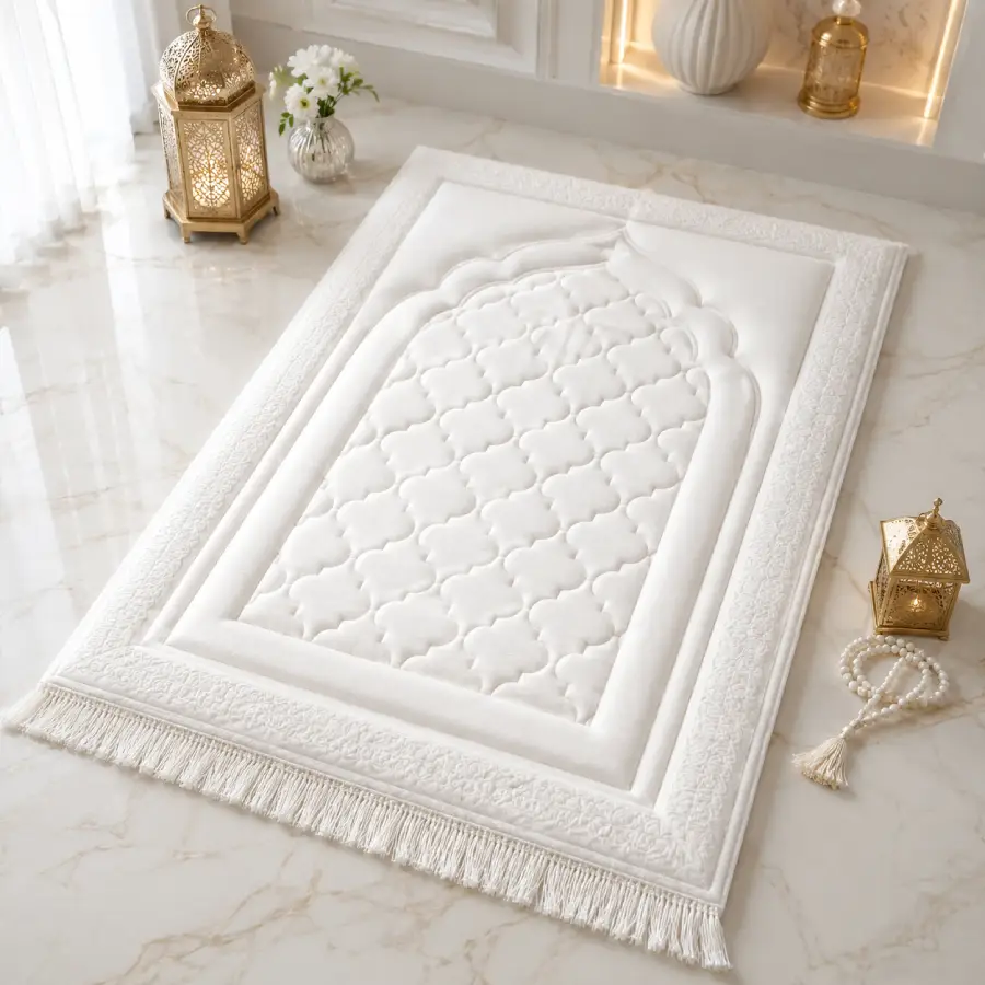 White Luxury Padded Prayer Mat White Luxury Padded Prayer Mat